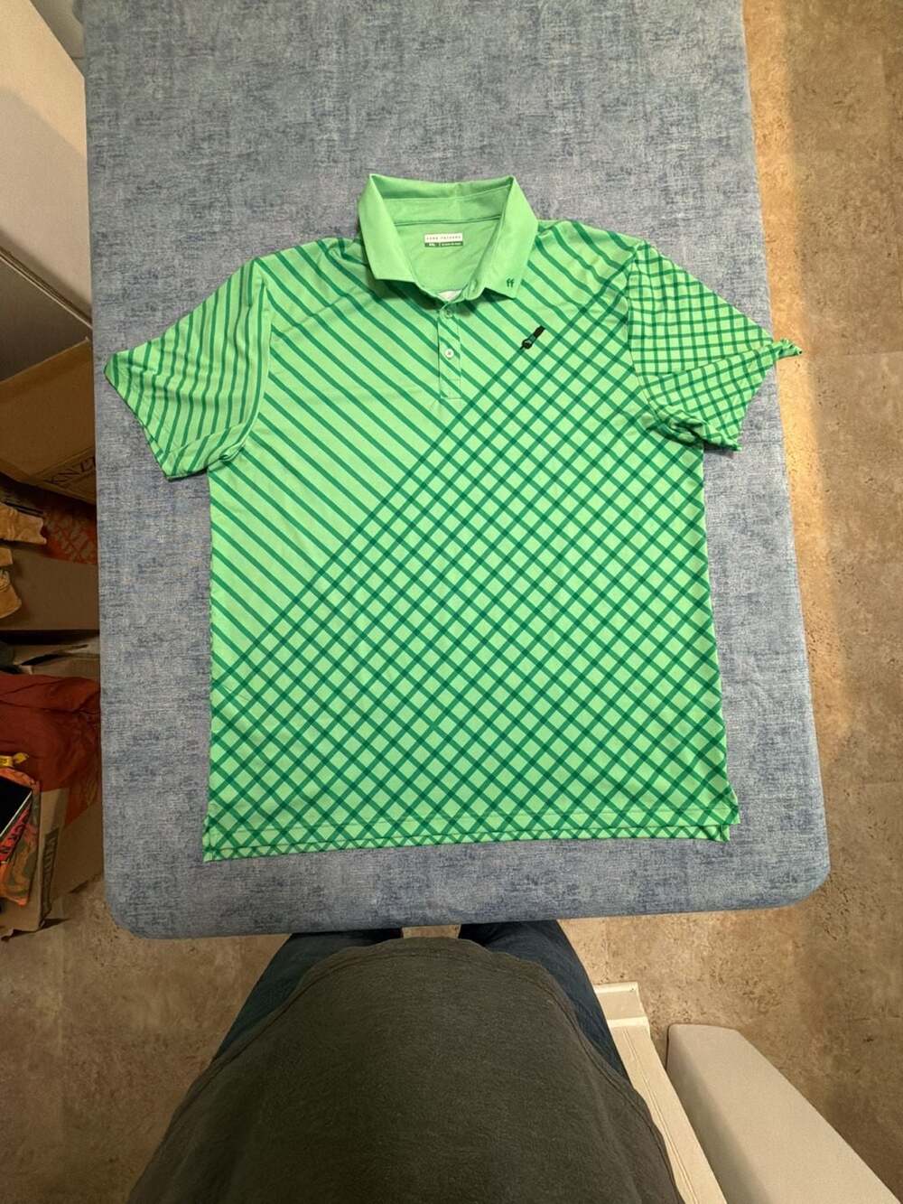 Fore Fathers Golf Polo Shirt XXL Green Plaid Short Sleeve